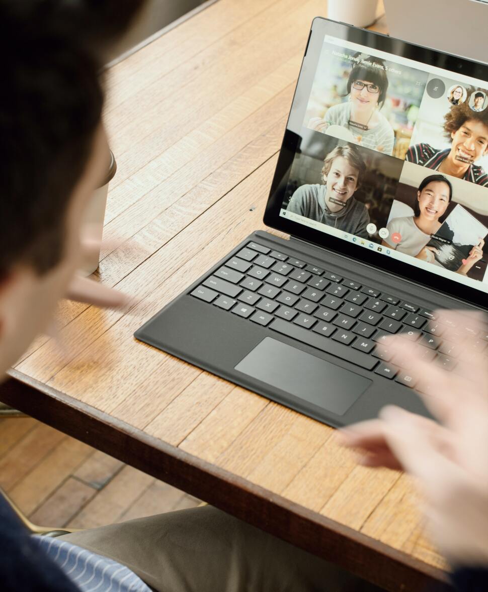 Man making a video call on a tablet 